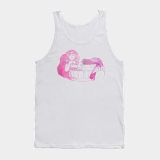 Mermaid In Tub in Pink Tank Top